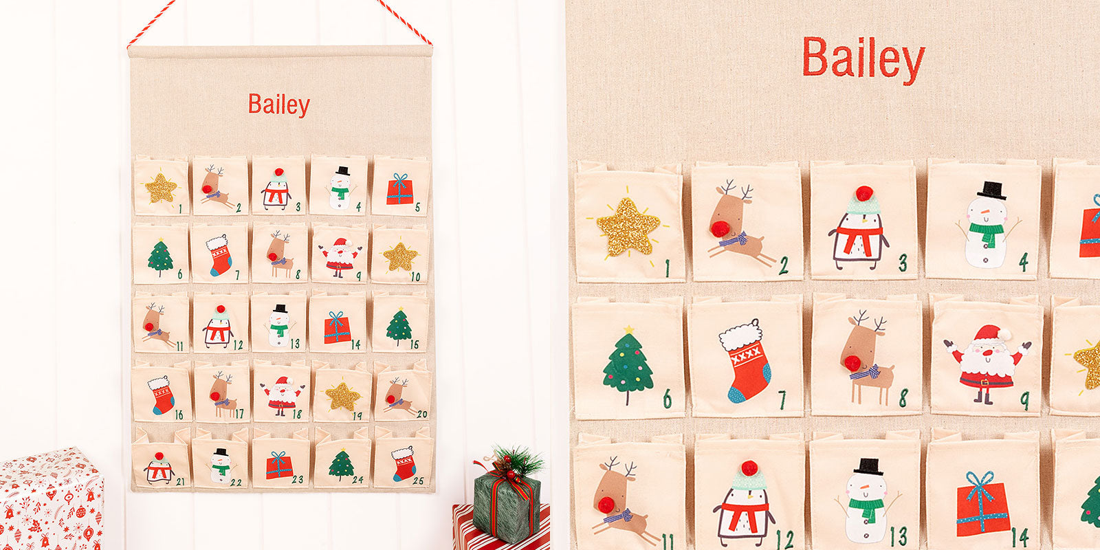 Personalised Canvas Advent Christmas Calendar