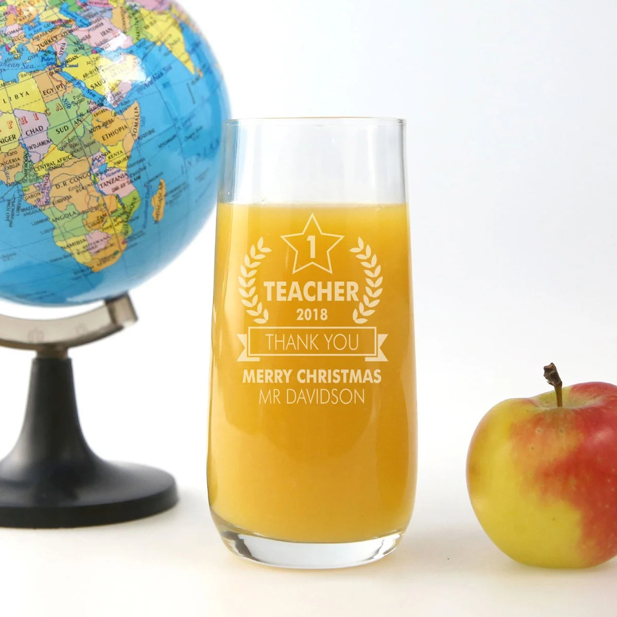 engraved water glass teacher gift