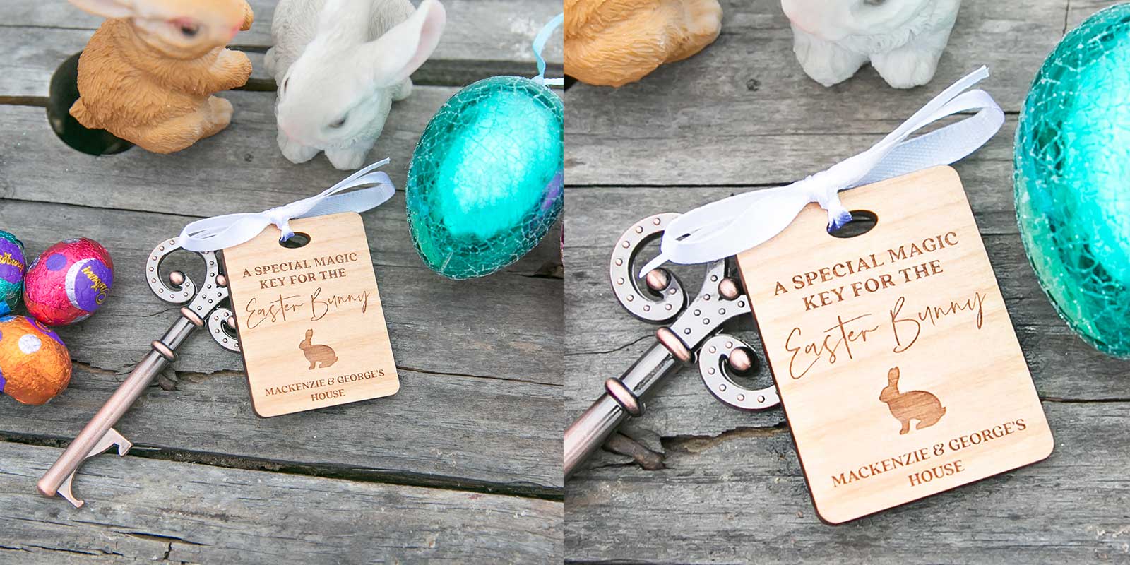 Easter Bunny's Magic Key with Engraved Wooden Tag