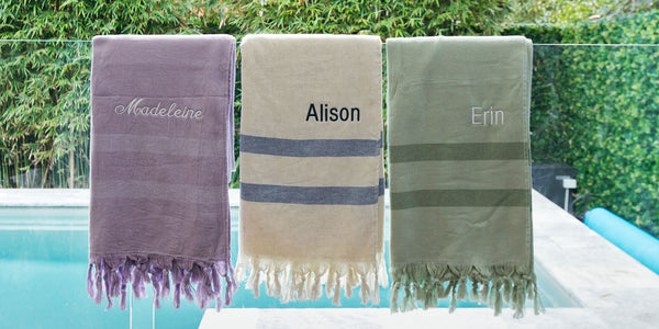 Embroidered Lightweight Cotton Turkish Towel with Tassels