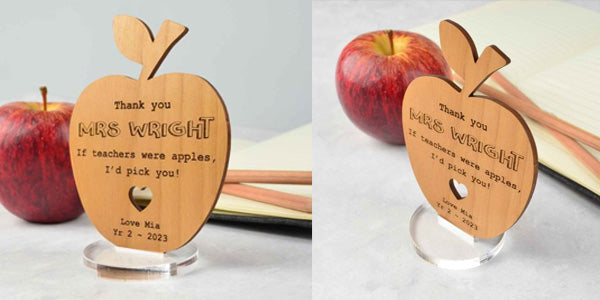 Engraved Wooden Apple Plaque Teacher's Gift