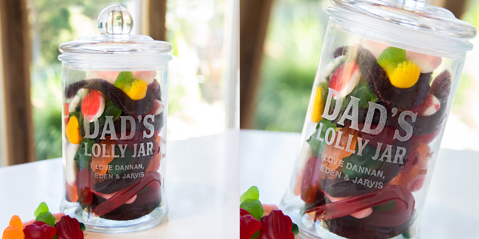 Engraved Father's Day Glass Lolly Jar 650ml