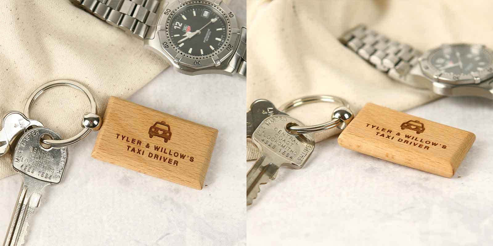 Father's Day Engraved Rectangle Wooden Keyring