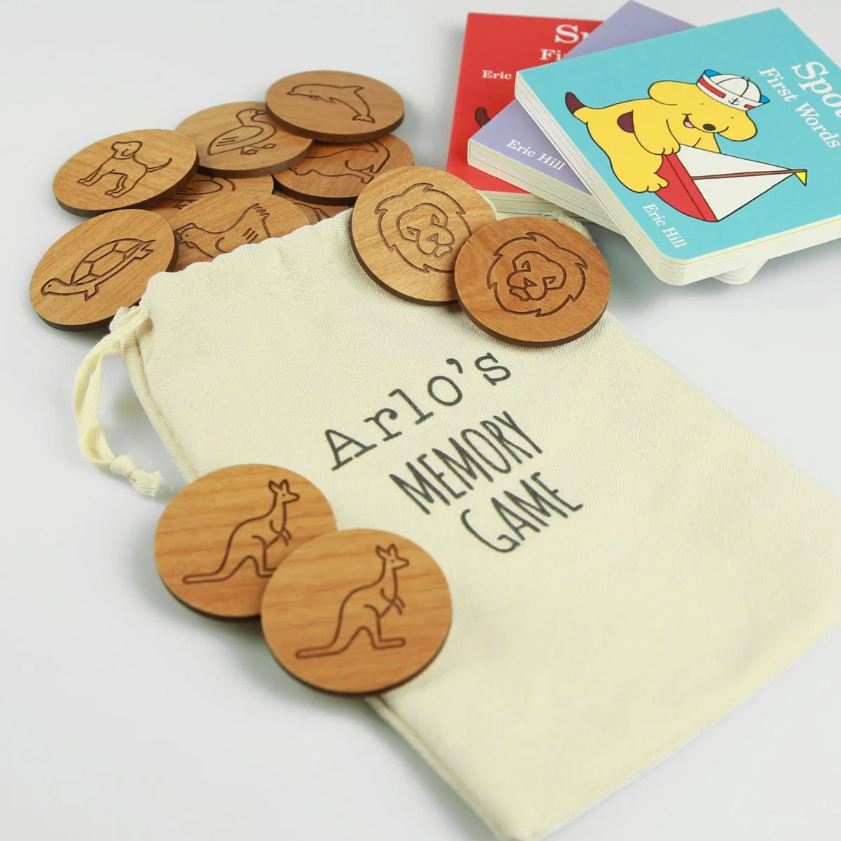 Engraved Wooden Animal Memory Game