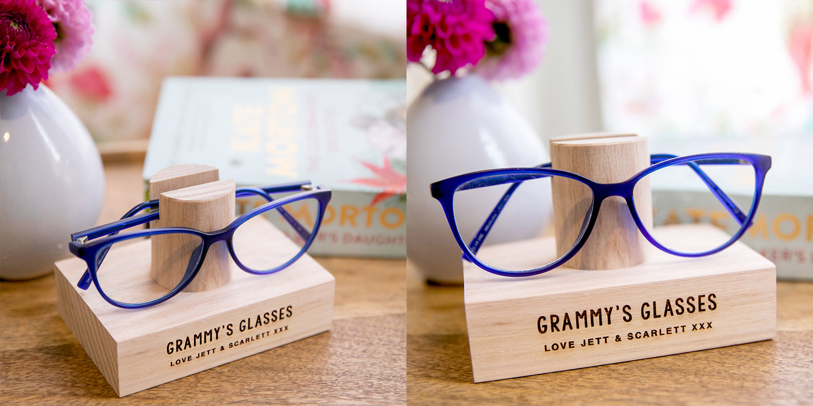 Engraved Mother's Day Tasmanian Oak Reading Glasses Stand