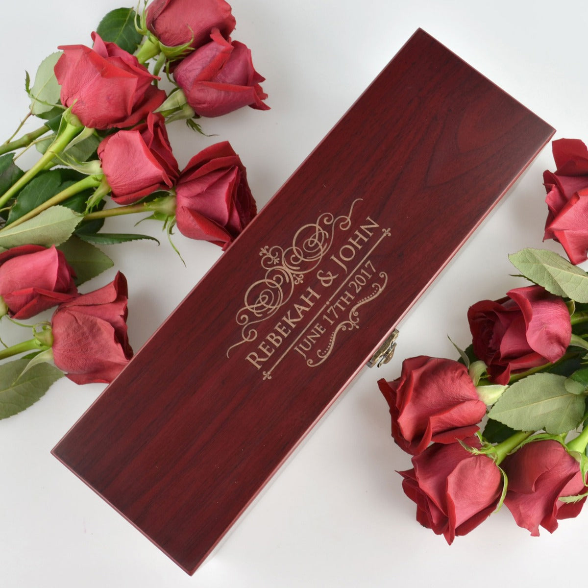 engraved stained wine box