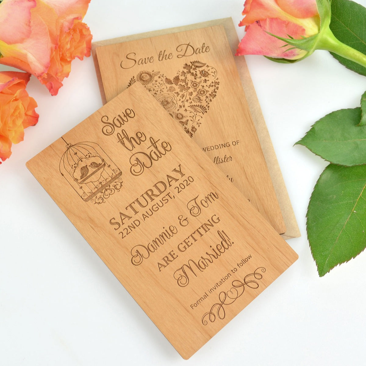 wooden engraved 11b save the date