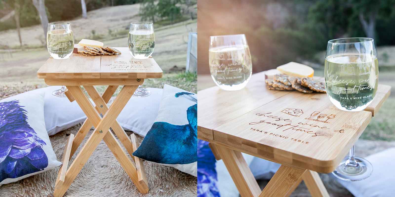 Engraved Birthday Bamboo Picnic Table