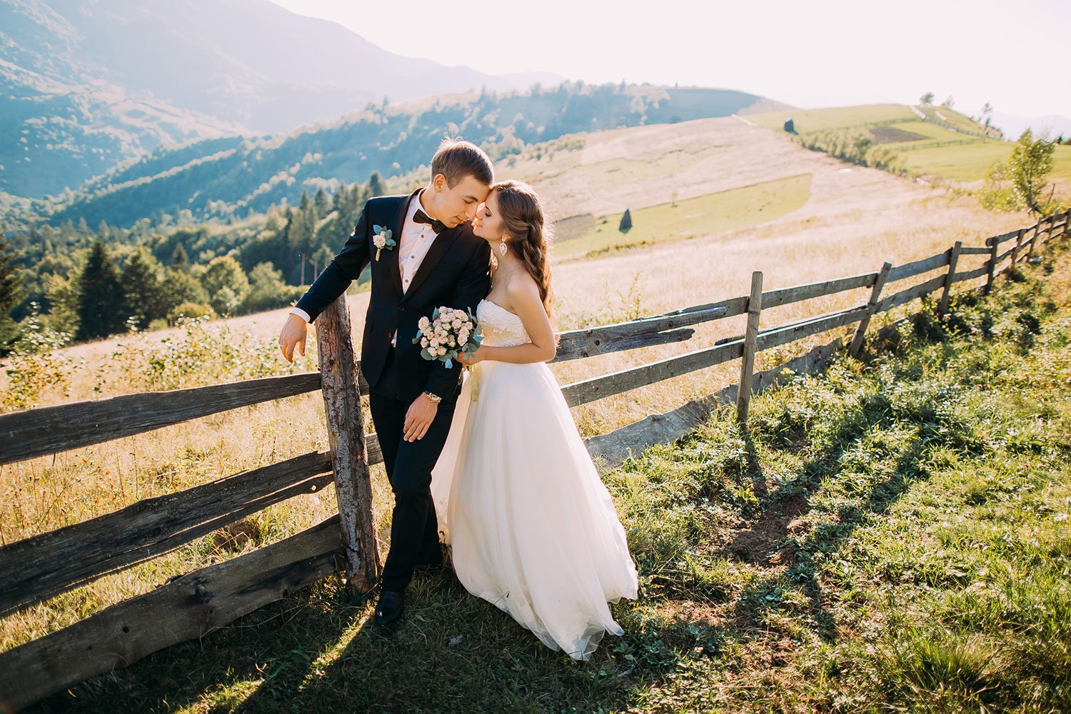 bride and groom rustic wedding