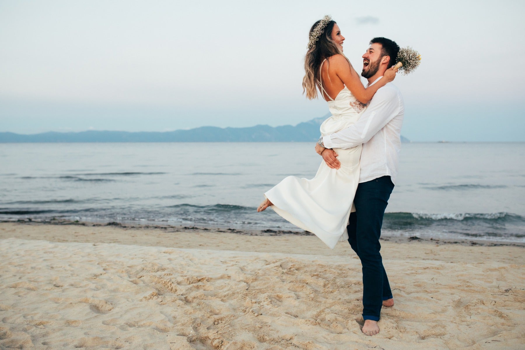 couple on beach wedding