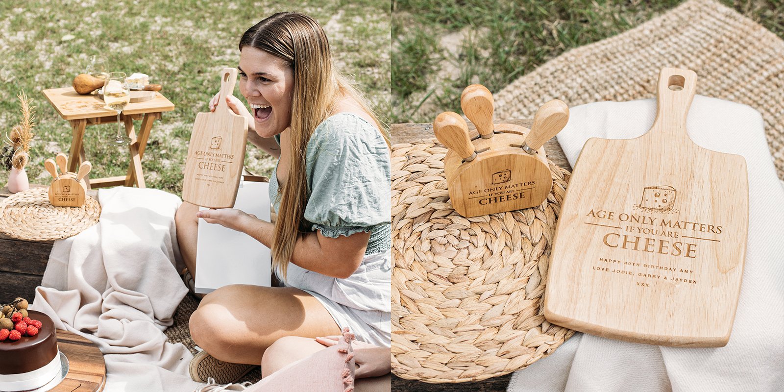 Engraved Paddle Board Cheese Knife Set