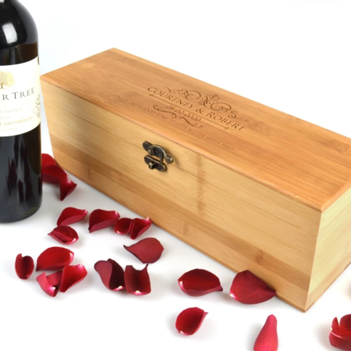 Engraved bamboo wine box