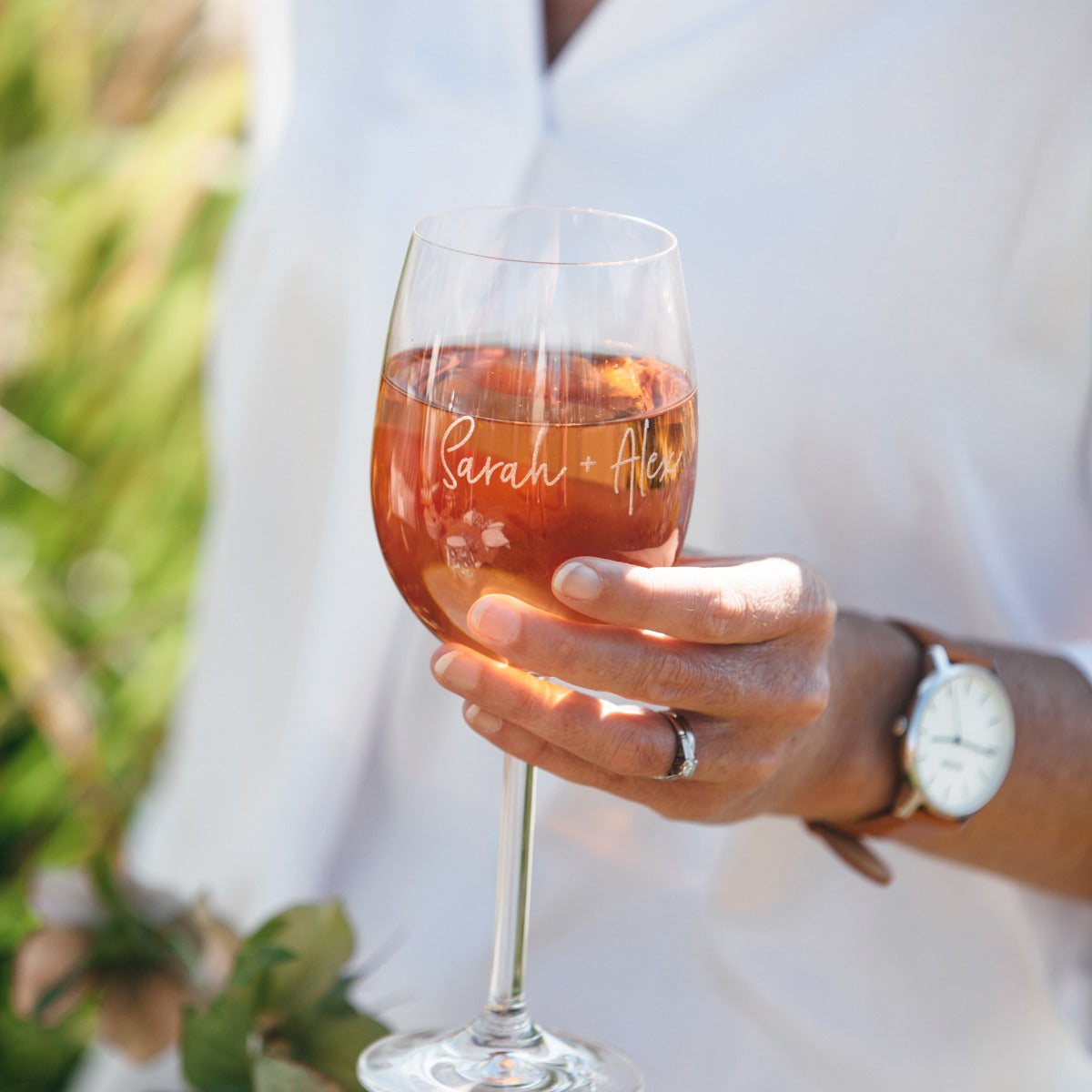 engraved wine glass