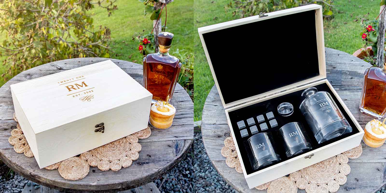 Engraved Birthday Wooden Gift Boxed Decanter