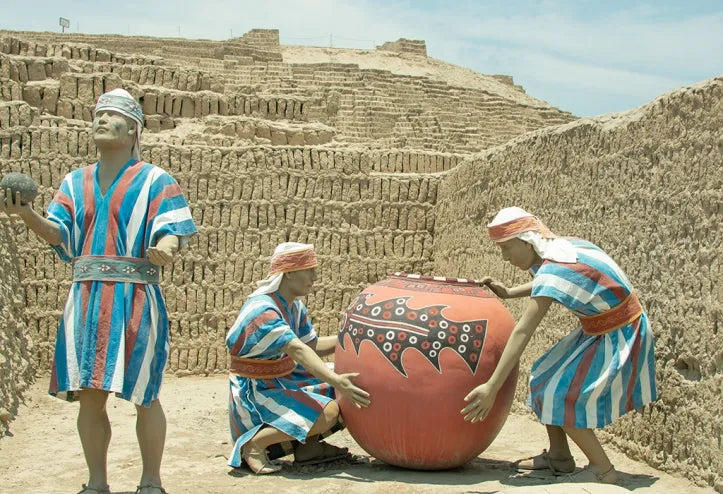 Depiction of ancient life at Huaca Pucllana located in Miraflores, Peru