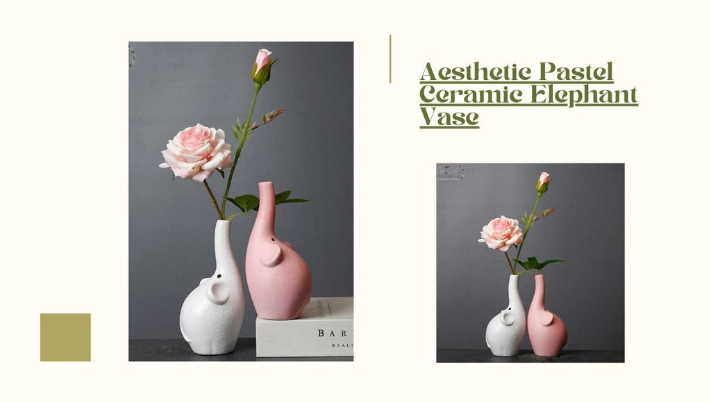 Aesthetic Pastel Ceramic Elephant Vase