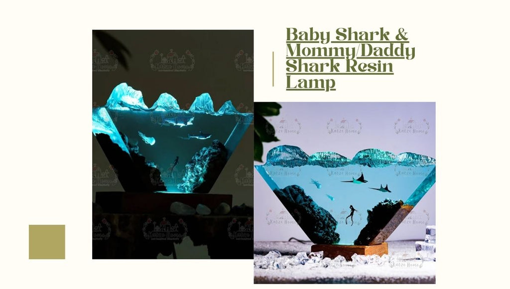 Baby Shark & Mommy/Daddy Shark Resin Lamp
