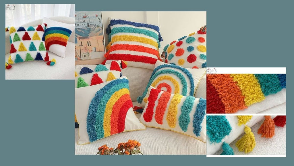 Boho Colorful Rainbow Pillow Cases
