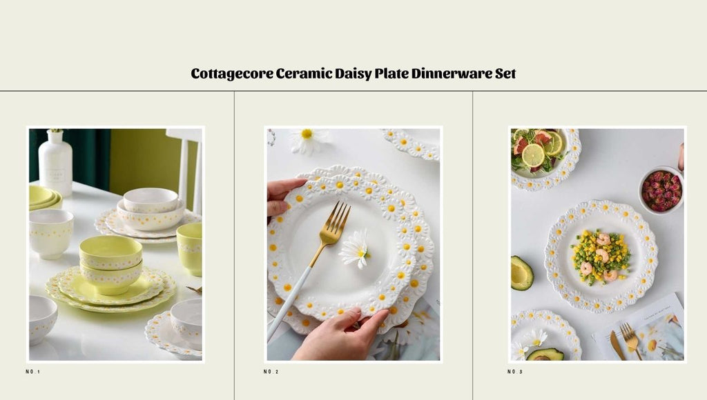 Cottagecore Ceramic Daisy Plate Dinnerware Set