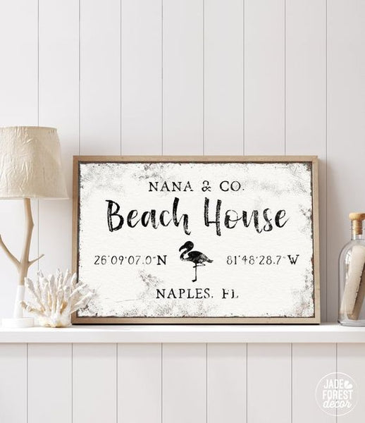 Customized coordinates sign - Housewarming Gifts for Beach House