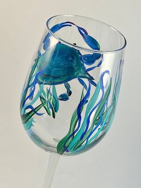 Hand-painted beach-inspired glassware