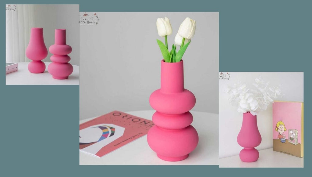 Minimalist Tulip Shaped Baby Pink Ceramic Vase