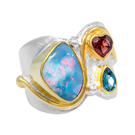 L70903-7 - granulated multi stone band ring – Michou Jewelry