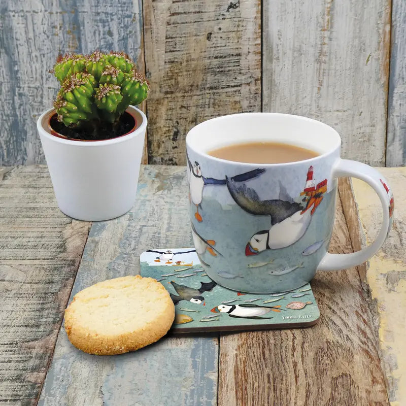 Diving Puffins Bone China Mug- (Boxed)