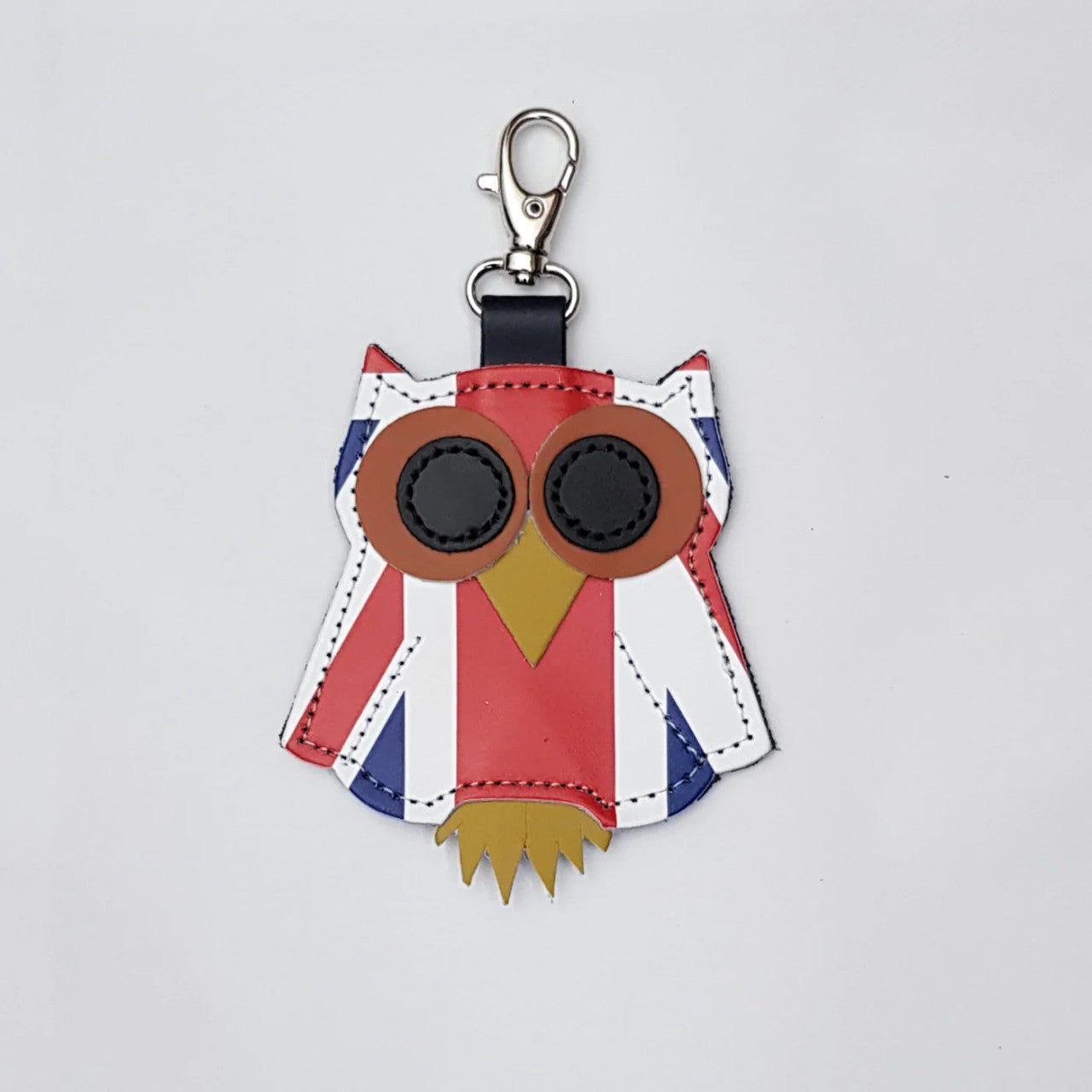 Zatchels Union Jack Owl Leather Bag Charm