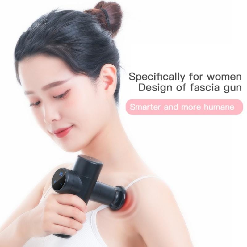 "Mini Fascia Gun 4 Massage Head | LCD Touch Screen Massage Gun 30 Gear Control" - Comfortable Neck and Body Massager online | Shop Now!