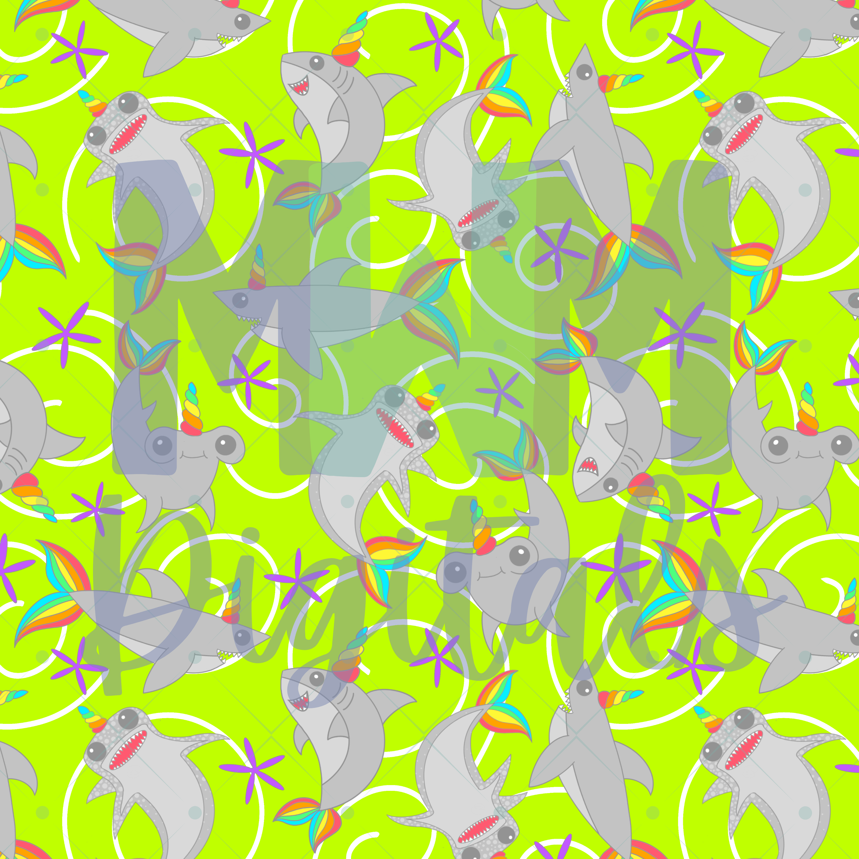 Unicorn Sharks Seamless File