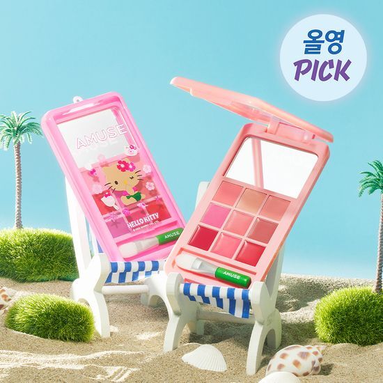 [IVE Wonyoung Pick] AMUSE X Tanning Hello Kitty - Lip & Cheek Palette Phone Set - Image 3