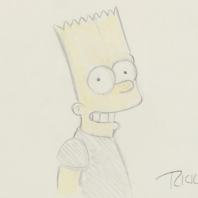 Bart Simpson Rick Farmiloe Color Pencil Sketch Artist Signed Framed ...