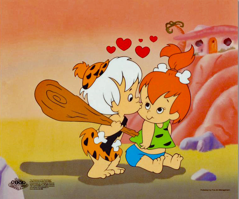 Pebbles And Bam Bam Limited Edition Sericel By Hanna Barbera Animation Art With A Color Background