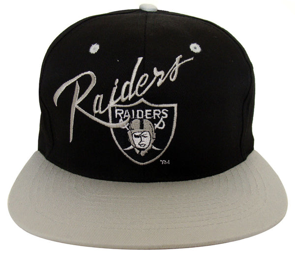 Los Angeles Raiders Snapback Vintage Script Logo Cap Hat Black Grey