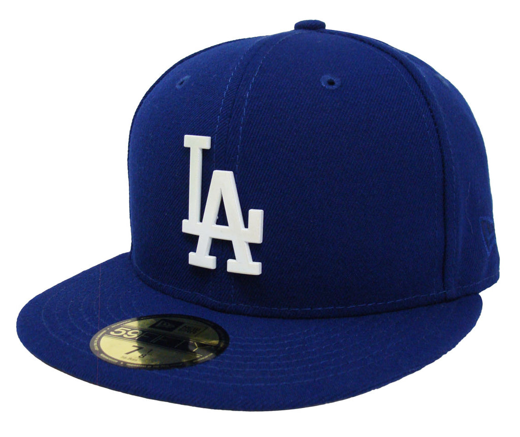 Los Angeles Dodgers Fitted New Era 59Fifty Pearl Logo Badge Blue Cap H ...