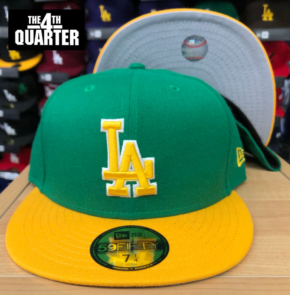 Dodgers Fitted New Era 59fifty Cap Hat Green Yellow Wo Grey Uv The 4th Quarter