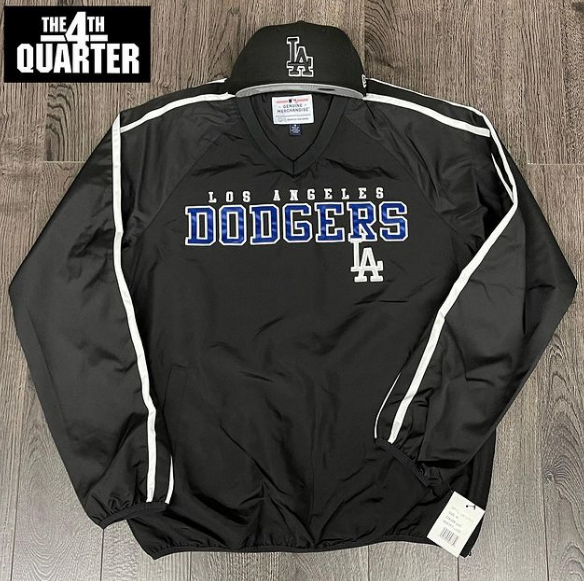 RARE Nike Los Angeles Dodgers Black Pullover Windbreaker Jacket