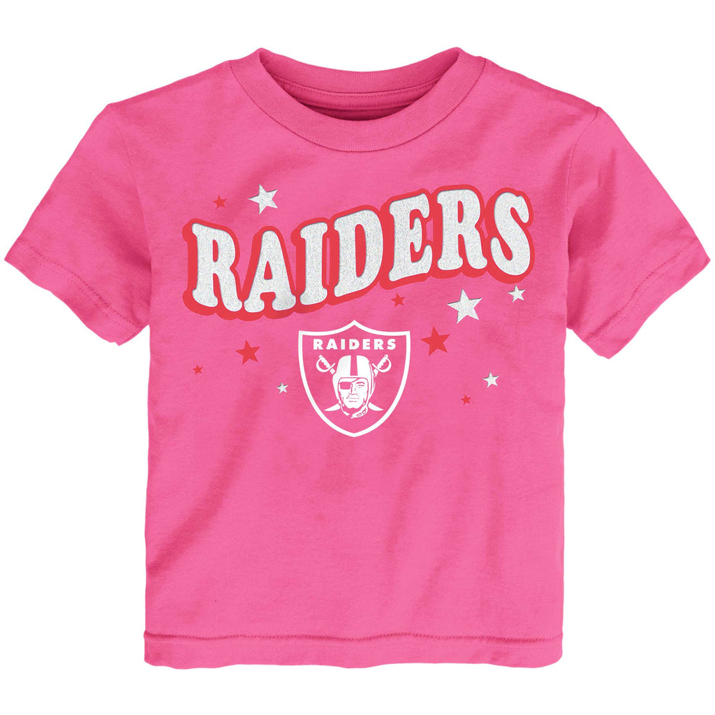 Las Vegas Raiders Girls Youth Chenille Champ T-Shirt - Pink