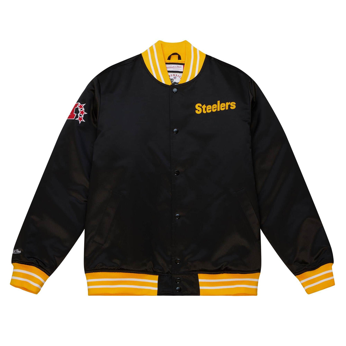 Pittsburgh Steelers Mens Jacket Mitchell & Ness Heavyweight Satin Blac ...