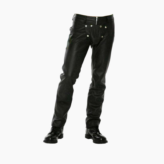 Men's Real Black Leather Pants Cargo 6 Pockets Pants Bikers Jeans Leather  Trousers W28 X L28 at  Men's Clothing store