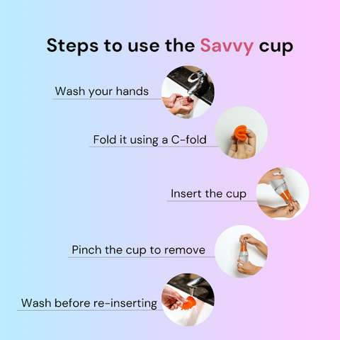 Steps to use the savvy menstrual cups