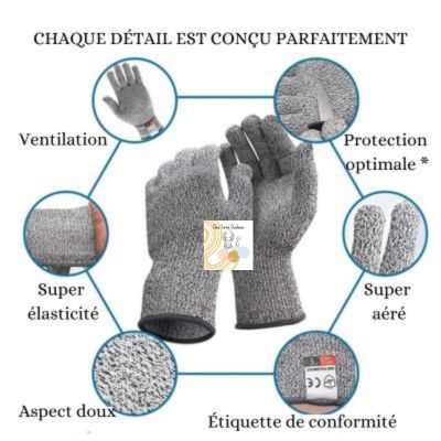 1 Paires Gants Anti Coupure de Niveau 5, Matériau de Qualité