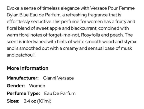 Versace dylan blue pour femme Eau de Parfum spray 3.4 onz – Giannis  Fragrances