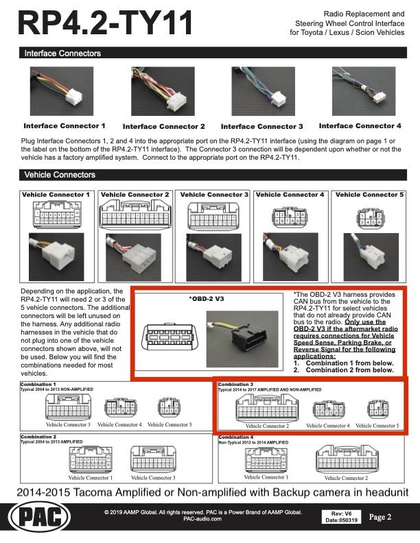 2014-2015 Tacoma Amp:Non-amp:BackupCam(RP4.2 TY11)