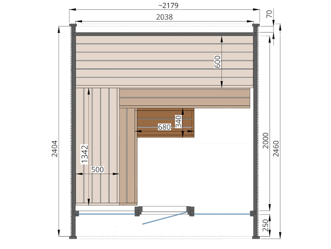 Round Cube Mini sauna drawings plan top view
