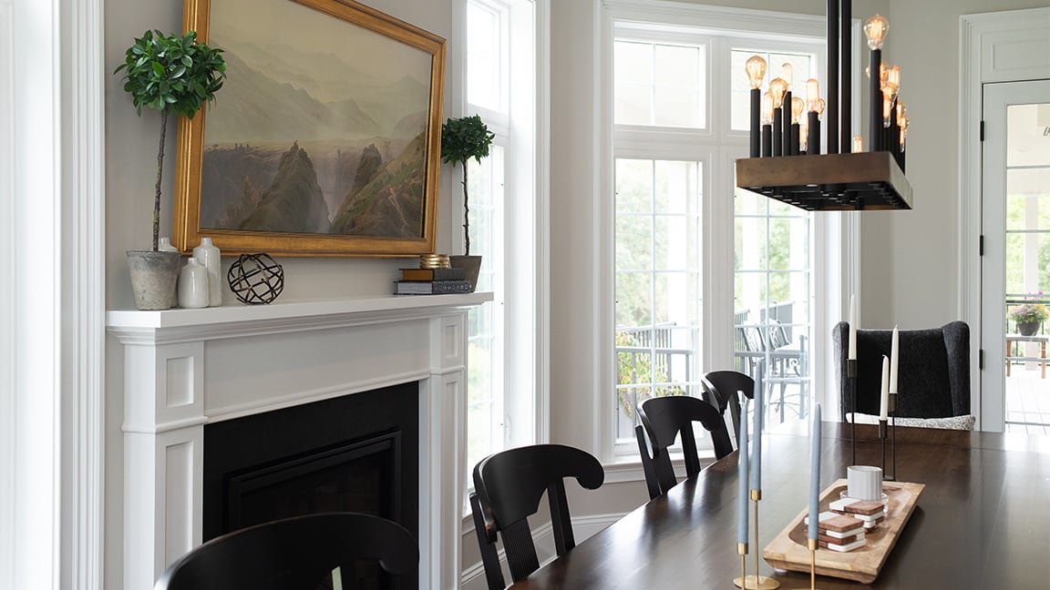 photo of dining room with Frame TV from an angle