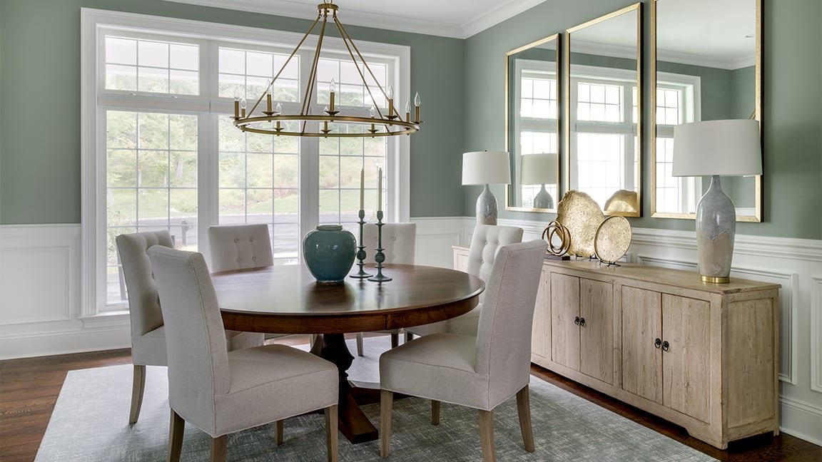 Dining room with open Lutron shades