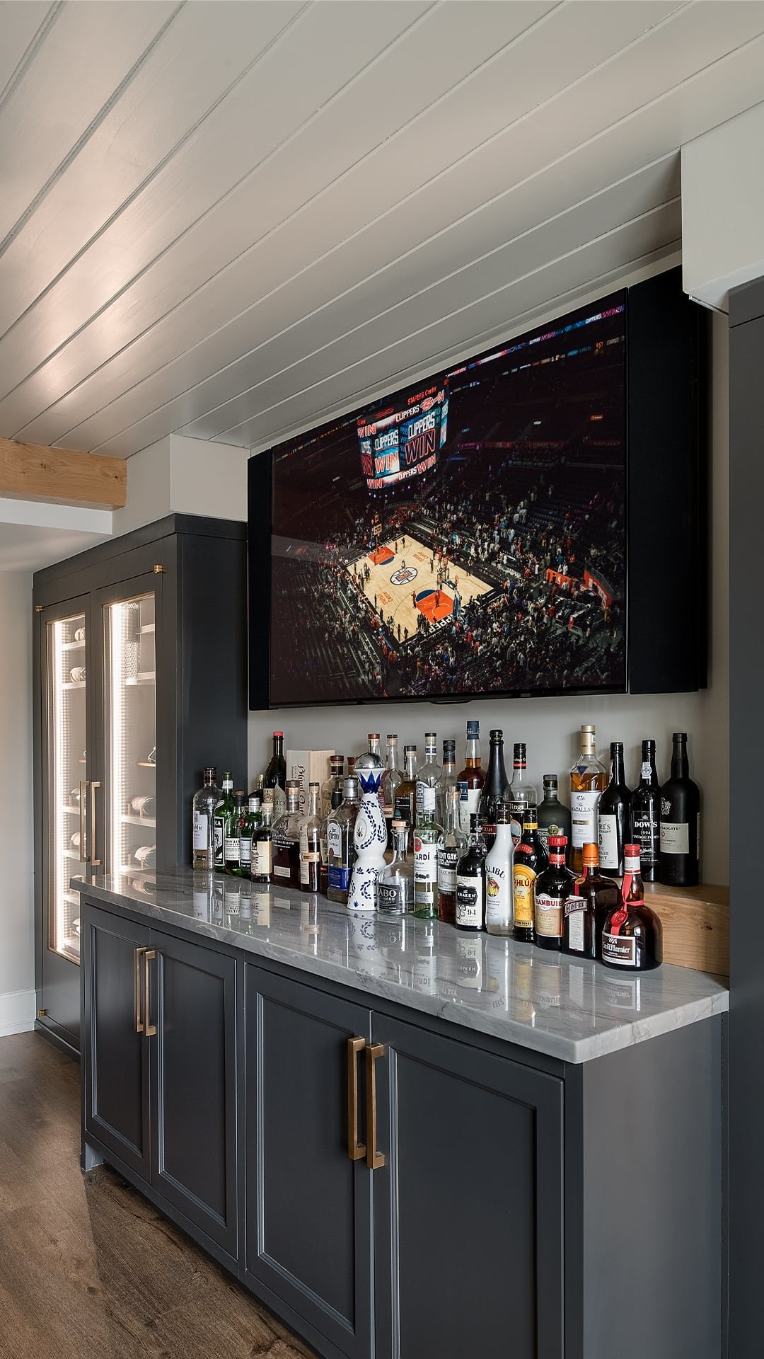 TV behind bar area