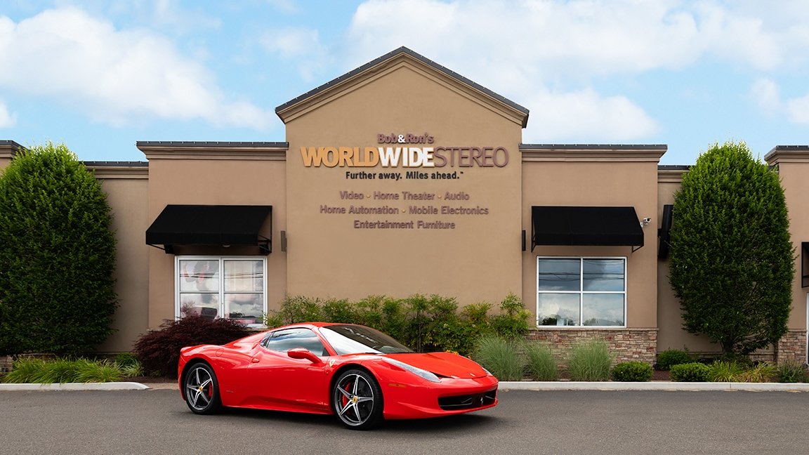 Ferrari 458 outside of the WWS Montgomeryville Showroom